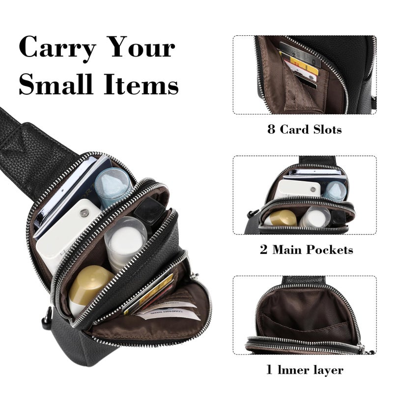 INICAT RFID Blocking Sling Bag, Anti Theft Crossbody Bag for Women, Travel Fanny Pack Style Purse, Vegan Leather (Black) - Image 5