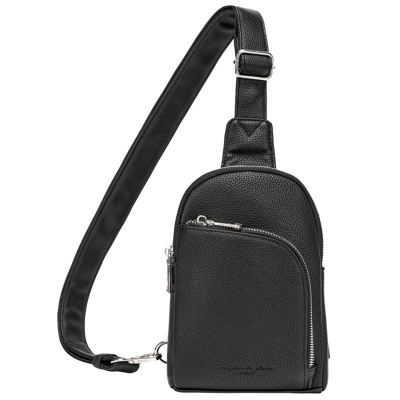 INICAT RFID Blocking Sling Bag, Anti Theft Crossbody Bag for Women, Travel Fanny Pack Style Purse, Vegan Leather (Black) - Image 1