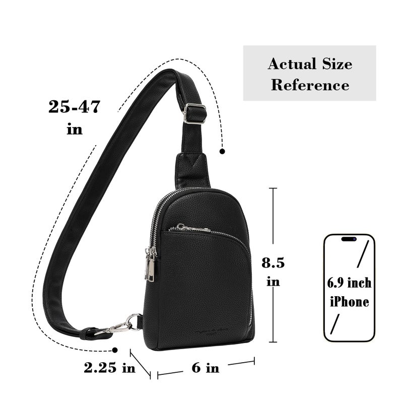 INICAT RFID Blocking Sling Bag, Anti Theft Crossbody Bag for Women, Travel Fanny Pack Style Purse, Vegan Leather (Black) - Image 3