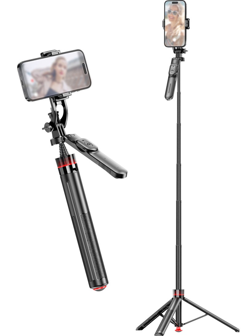 1.35m Portable automatic deployable photography tripod,, 360° rotation, horizontal, vertical and aerial photography, Bluetooth remote control, Telescopic aluminum alloy mini selfie stick - Image 1