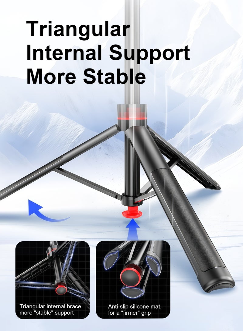 1.35m Portable automatic deployable photography tripod,, 360° rotation, horizontal, vertical and aerial photography, Bluetooth remote control, Telescopic aluminum alloy mini selfie stick - Image 5
