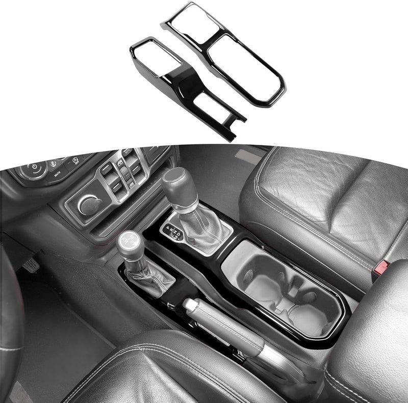 RT-TCZ Gear Shift Cover and 4WD Shift Knob Trim Panel for Jeep Wrangler JL JLU Gladiator JT 2018-2024 - Black Interior Accessories (2pcs) - Image 1