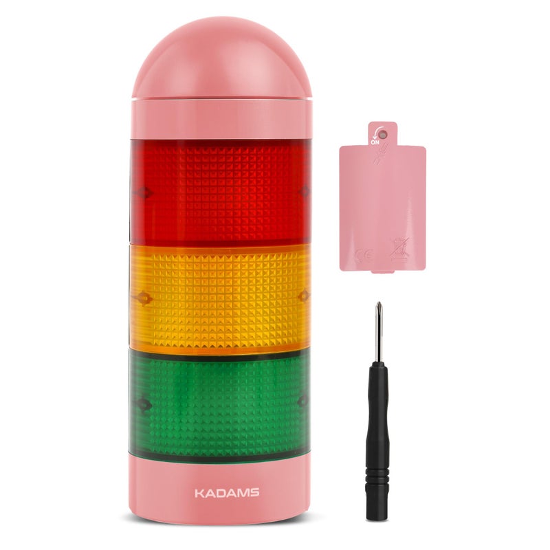 KADAMS Visual Timer for Kids with Audio PreAlarm Traffic Light Alarm for Kids Toddler Teachers Classroom Home Time Management Tool 24hr Countdown Pause Memory Function Pink