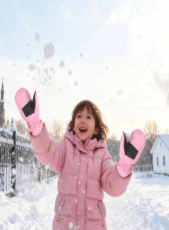XTACER Kids Ski Snow Mittens Gloves Snowboard Winter Warm Cold Weather Gloves for Boys Girls Children (Light Pink- Long Cuff,3-4 Years) - Image 2