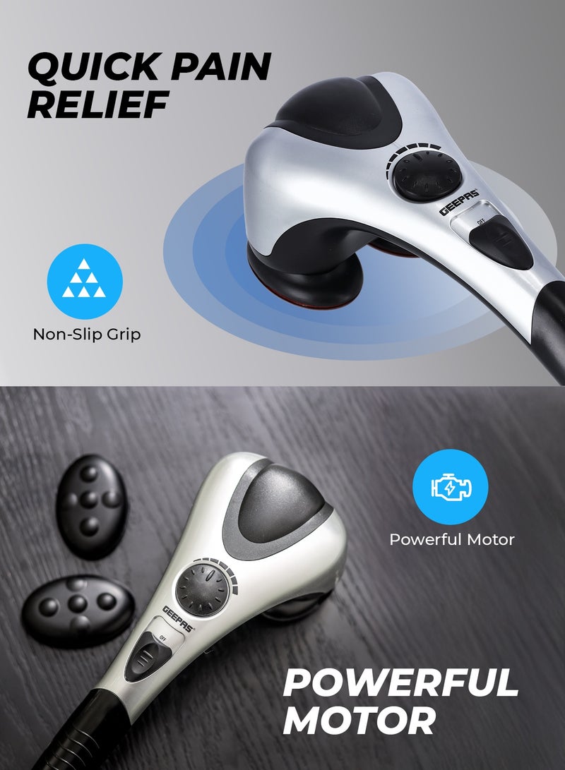 GEEPAS Double Head Massager- Gm86044 With An Ergonomic Non-Slip Grip 3 Pair Heads 3 Customized Modes 3 Different Massage Heads For Knotty Muscles And Spasms Relief - Image 4