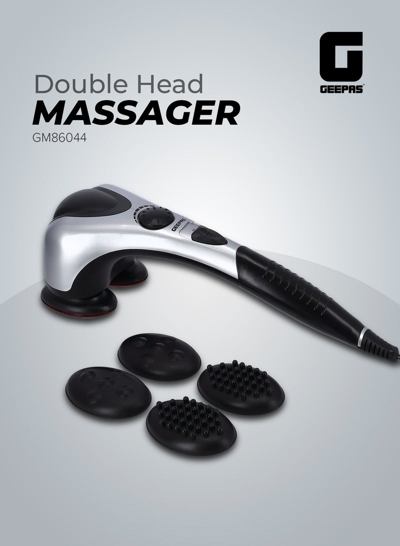 GEEPAS Double Head Massager- Gm86044 With An Ergonomic Non-Slip Grip 3 Pair Heads 3 Customized Modes 3 Different Massage Heads For Knotty Muscles And Spasms Relief - Image 1