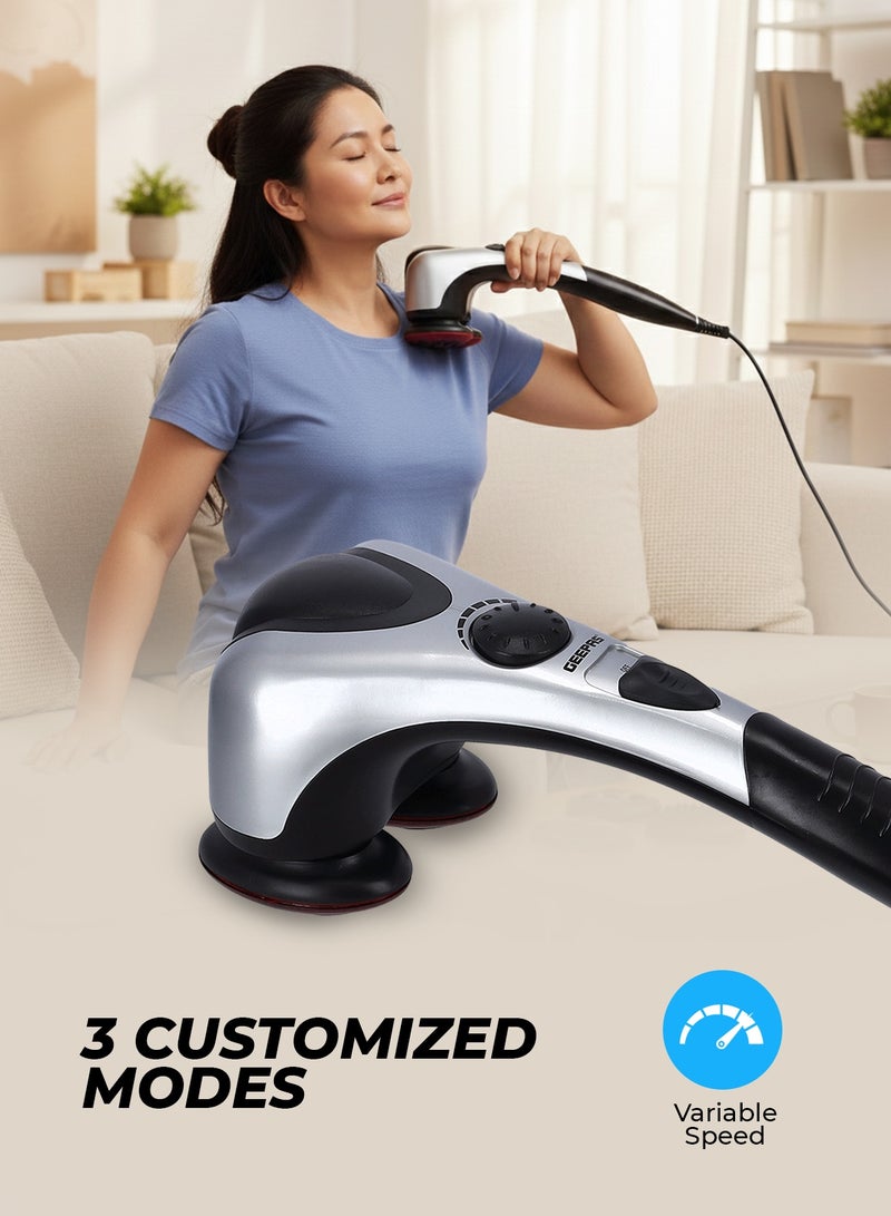 GEEPAS Double Head Massager- Gm86044 With An Ergonomic Non-Slip Grip 3 Pair Heads 3 Customized Modes 3 Different Massage Heads For Knotty Muscles And Spasms Relief - Image 3