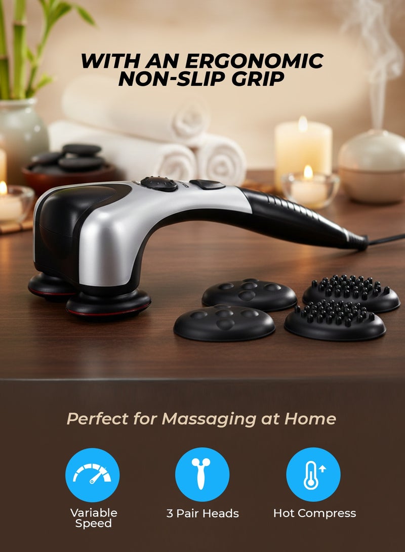 GEEPAS Double Head Massager- Gm86044 With An Ergonomic Non-Slip Grip 3 Pair Heads 3 Customized Modes 3 Different Massage Heads For Knotty Muscles And Spasms Relief - Image 2
