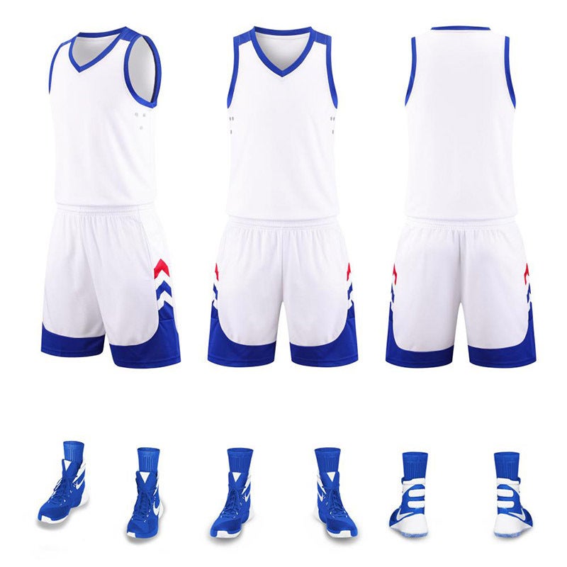 Generic Wholesale New Basketball Uniform Suit Mens Group Purchase Primary and Secondary School Student Sports Jersey Quick-Drying Training Camp Basketball Jersey White 886