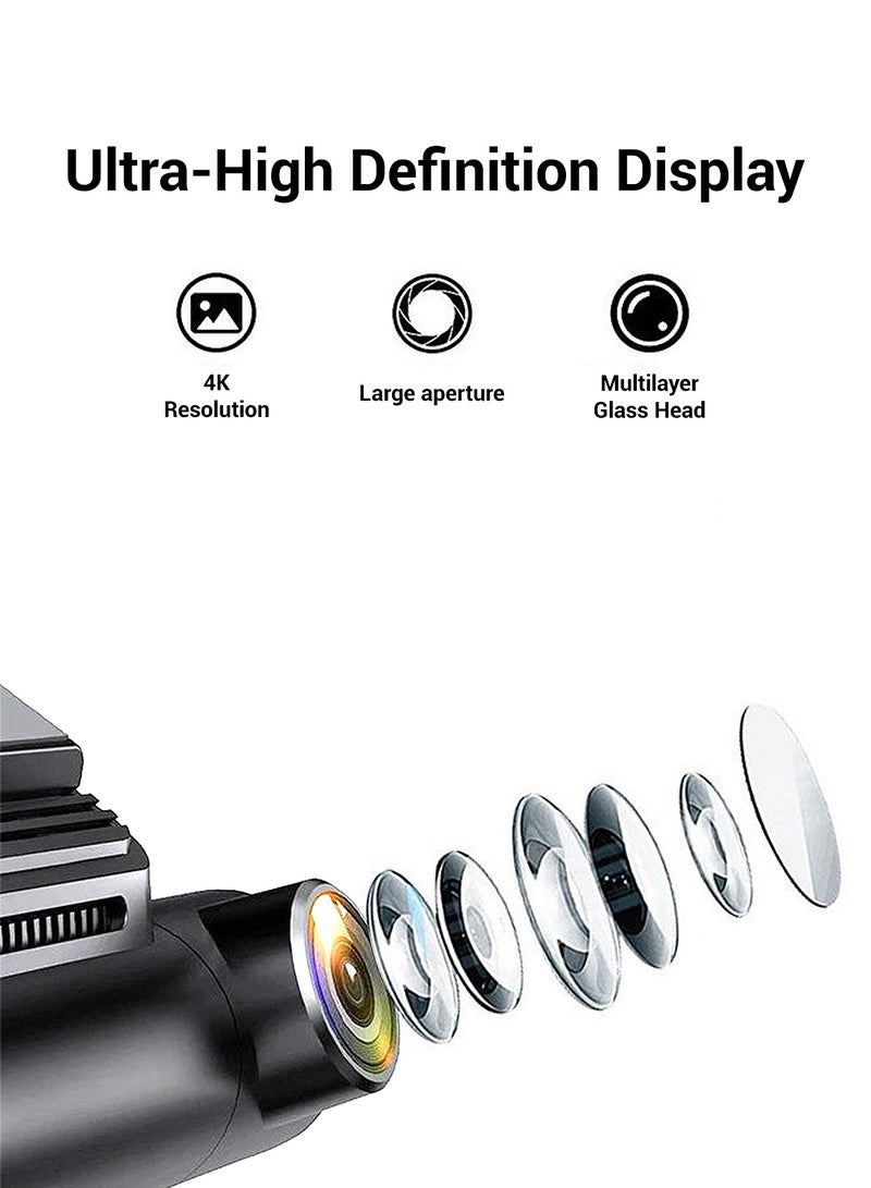 دانسينت كاميرا داش 4K Ultra HD 2 إنش IPS 1K خلفية للسيارة مع بطاقة 32 جيجابايت ونظام تحديد المواقع (GPS) ورؤية ليلية ومستشعر G ونظام ADAS وتحكم عبر تطبيق Wi-Fi وجهاز مراقبة الموقف على مدار 24 ساعة ومسجل فيديو. - Image 3