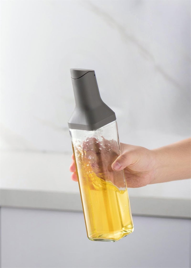 Gopendra Kitchen Cooking Olive Oil Dispenser Bottle, Auto Flip Glass Vinegar Cruet Set, Leak proof Condiment Storage Container with Non-Drip Spout & Non-Slip Bottom – 17 oz / 500ML (Automatic Cap) - Image 1