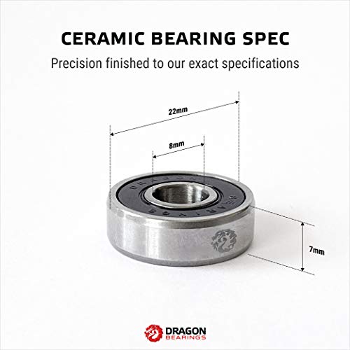 Fireball Dragon Skateboard Bearings Set (8 Pack) - 608 Longboard Bearings for Skateboard Inline & Roller Skate - Fast Precision Ceramic Bearings with Dual Labyrinth Shields (Ceramic) - Image 4