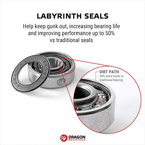 Fireball Dragon Skateboard Bearings Set (8 Pack) - 608 Longboard Bearings for Skateboard Inline & Roller Skate - Fast Precision Ceramic Bearings with Dual Labyrinth Shields (Ceramic) - Image 3