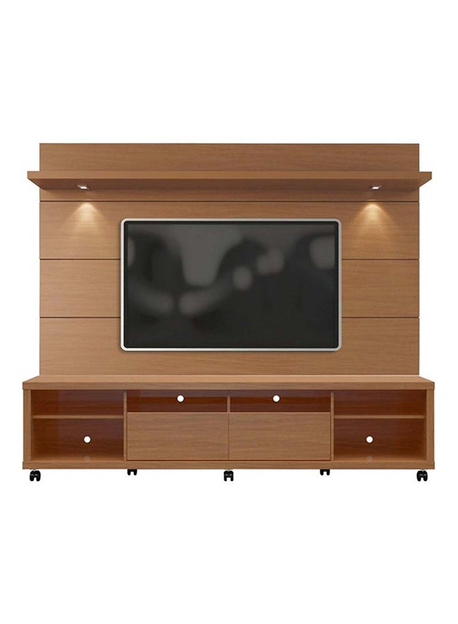 AtoZ Furniture Cabrini TV Stand and Floating Wall TV Panel with LED Lights Brown in Brown Color 