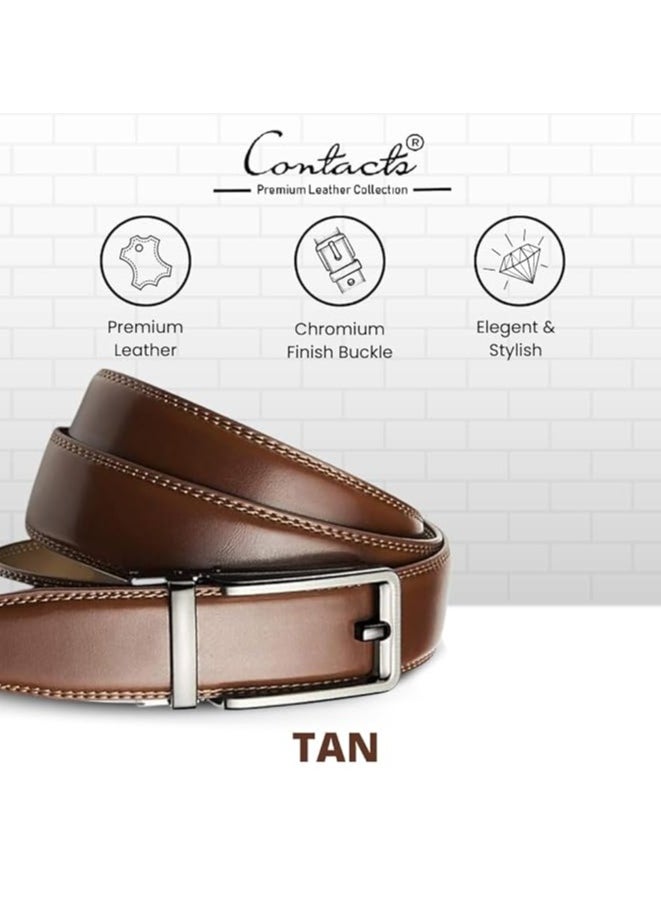 CONTACTS Genuine Leather Belt for Men with Easier Adjustable Autolock Buckle Micro Adjustable Belt Fit Everywhere  Formal and Casual  Elegant Gift Box  - Image 4