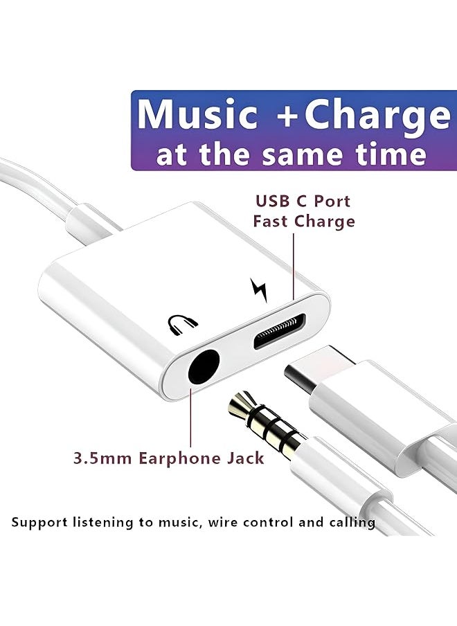 erorex - Usb C To 3.5Mm Headphone And Charger Adapter 2 In 1 Usb Type C To Aux Audio Jack And Pd Fast Charging Splitter Adapter For Iphone 15 Pro Max Galaxy S23 For Ipad Pro Macbook Pro - Image 1