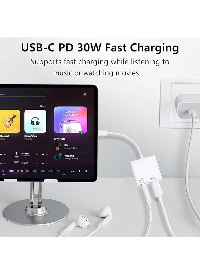 erorex - Usb C To 3.5Mm Headphone And Charger Adapter 2 In 1 Usb Type C To Aux Audio Jack And Pd Fast Charging Splitter Adapter For Iphone 15 Pro Max Galaxy S23 For Ipad Pro Macbook Pro - Image 1