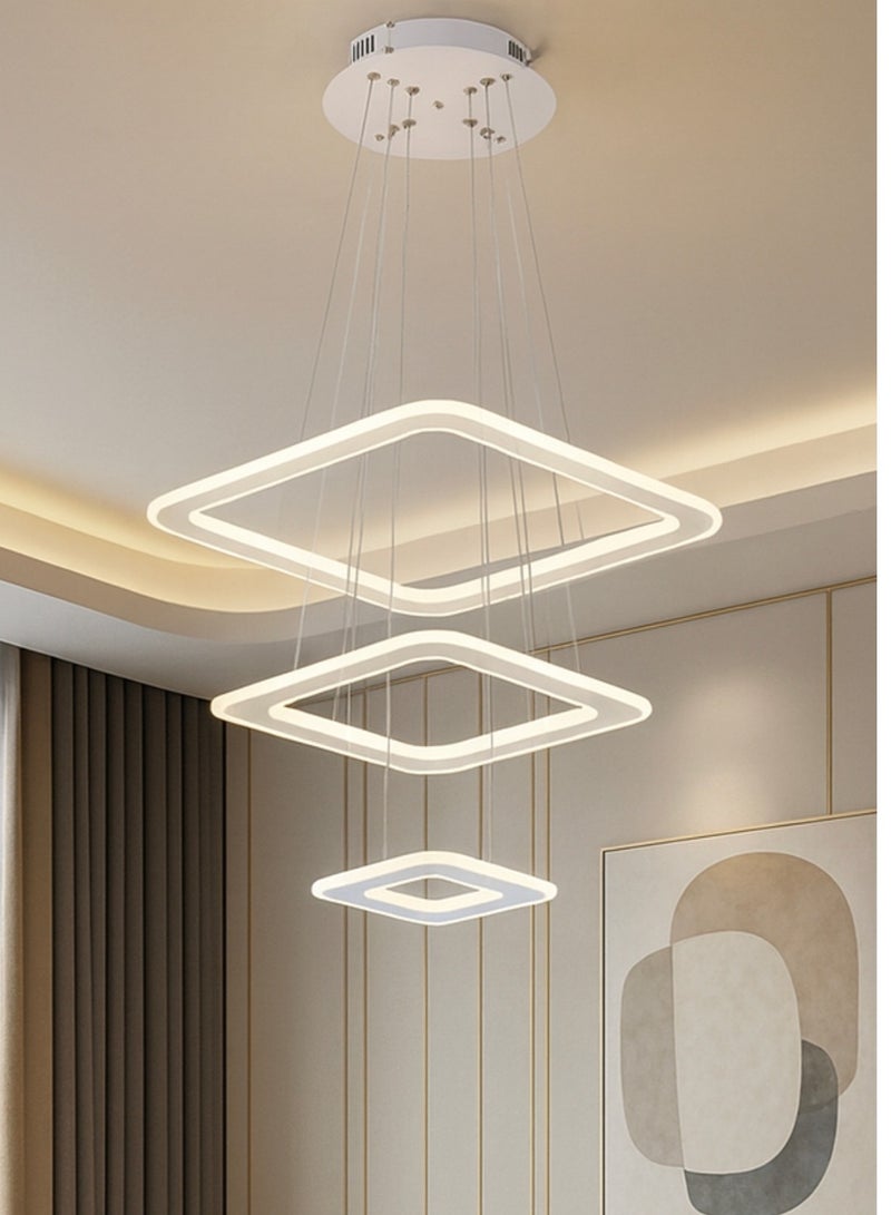 AL THURAYAT Modern geometric design chandelier consisting of square LED rings suspended by thin wires, 3 gradient lighting colors, Chandelier LED  that is compatible with interior spaces, ideal for the living room and dining room - Image 2