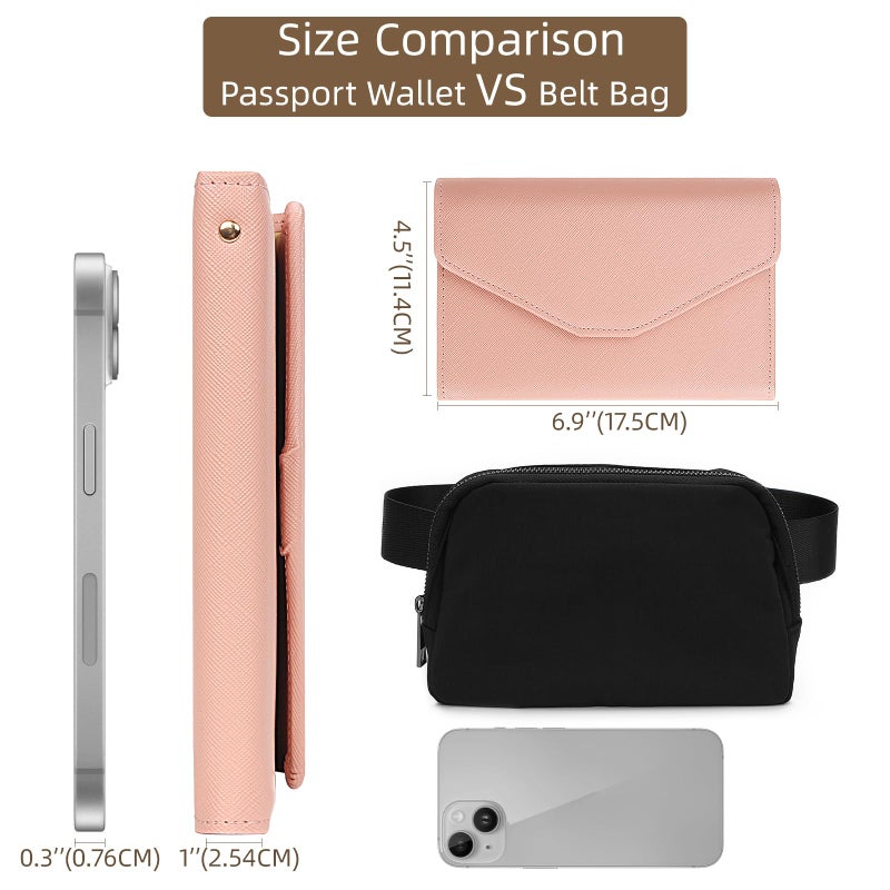ZOPPEN Multi-purpose Rfid Blocking Travel Passport Wallet (Ver.4) Tri-fold Document Organizer Holder (#26 Carnation Pink) - Image 3