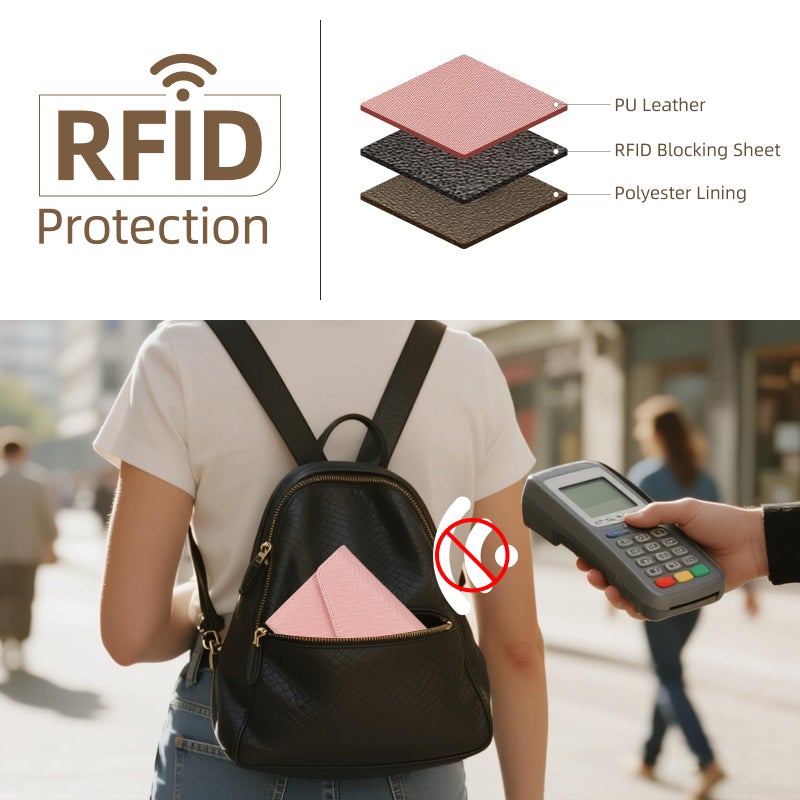 ZOPPEN Multi-purpose Rfid Blocking Travel Passport Wallet (Ver.4) Tri-fold Document Organizer Holder (#26 Carnation Pink) - Image 5