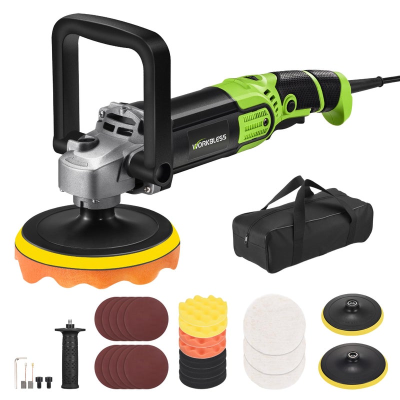 WorkBless Buffer Polisher 1600W 67 Rotary Car Polisher with 7Speed16003500 RPM Car Buffers and Polishers Kit for Cars Boats Floors Furniture