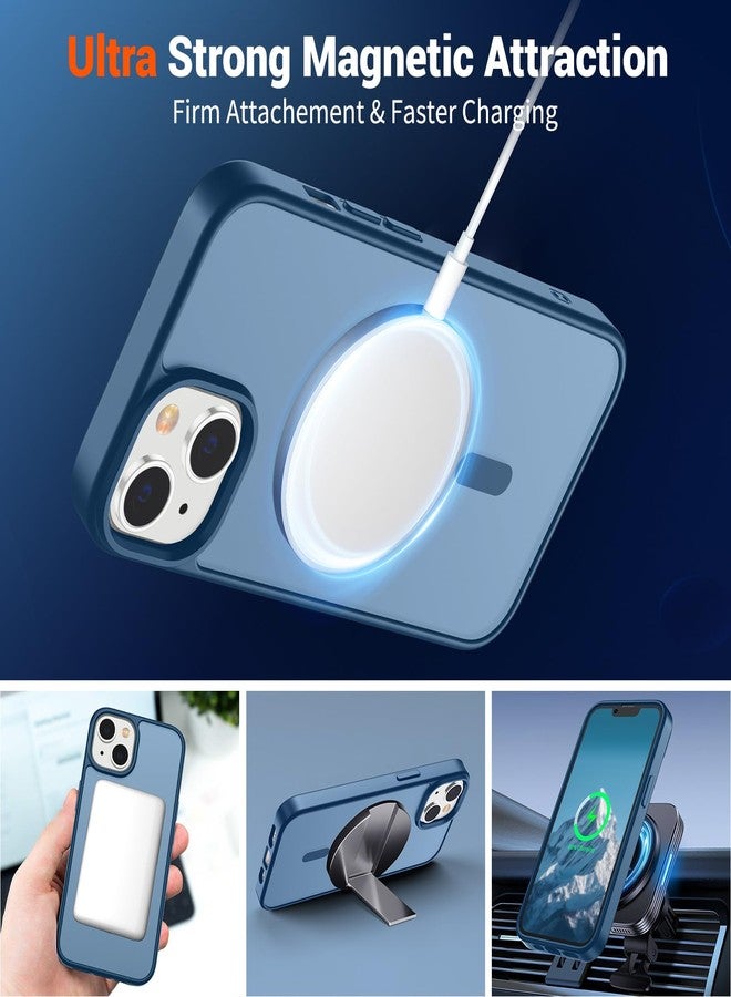 استلق جراب SUPFINE المغناطيسي لهاتف iPhone 15 Plus و iPhone 14 Plus (متوافق مع MagSafe) (حماية فائقة ضد السقوط بمعايير عسكرية) جراب نحيف وشفاف مقاوم للصدمات ومضاد لبصمات الأصابع، لون أزرق داكن - Image 5