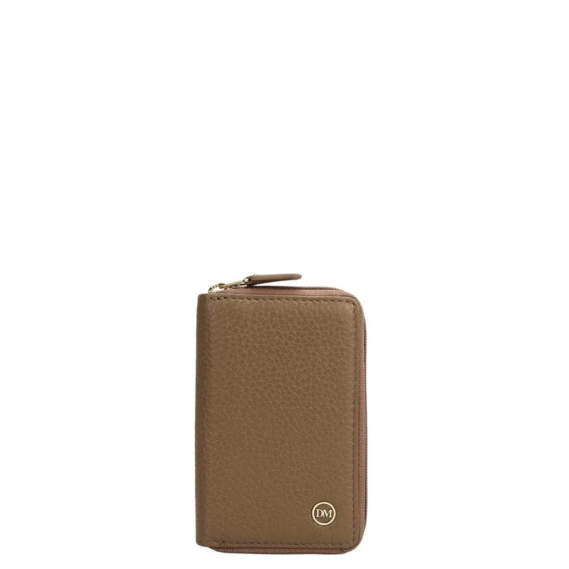 Da Milano Da Milano Wax-Finish Leather Keychain & Bag Charm - Greyish Taupe (KC-1425C)
