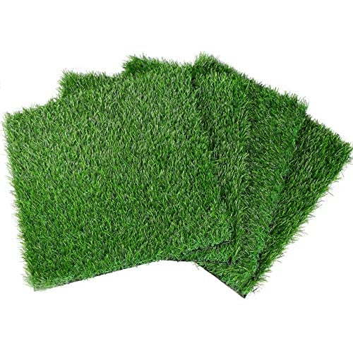 XLX TURF Green Artificial Grass Squares Mat Realistic Fake Turf Table Placemats Decor Golf Themed Spring Summer Party Patio DIY Crafts 12 x 12 Inches 4 Pack