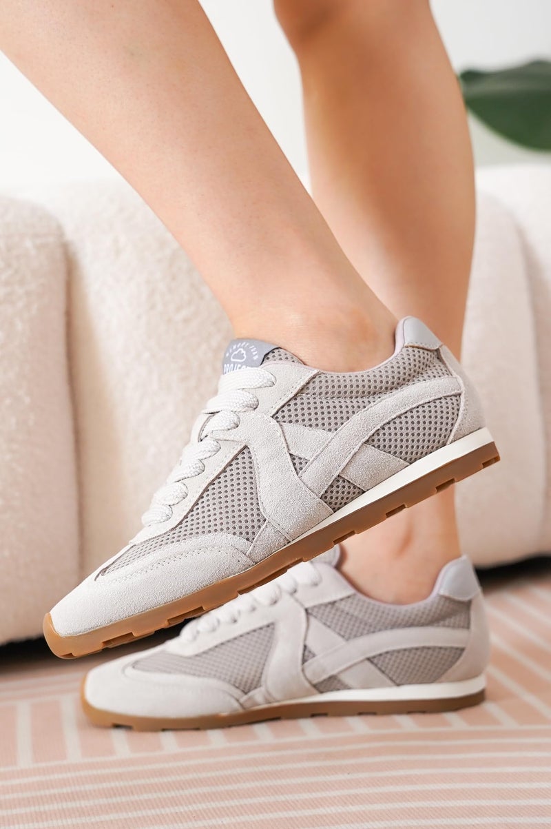 Project Cloud Leather Barefoot Shoes Women â€“ Memory Foam Lace-Up Womens Sneakers â€“ Lightweight & Non Slip Womens Shoes Casual â€“ All-Day Women's Fashion Sneakers for 2026 (Tiger, Grey, 5.5) - Image 2