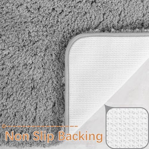 LOCHAS Bathroom Rug Runner 24x60 Inch, Soft Thick Absorbent Microfiber Bath Rugs for Bathroom, Machine Washable, Shaggy Plush Non Slip Bath Mat for Tub, Shower Floor, Quick Dry Mats, Grey - Image 4