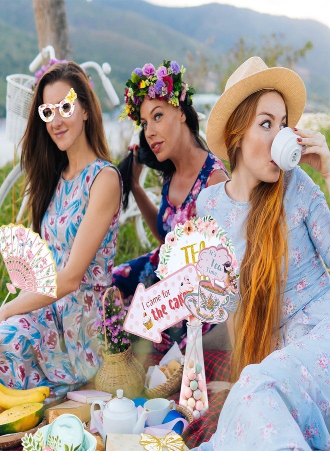 SUNBEAUTY Tea Party Photo Booth Props Stick Props Tea Party Supplies 14Pcs - Image 5