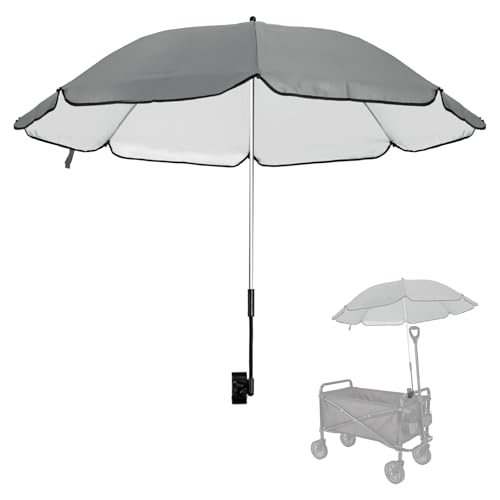 Eiszhjk UPF 50+ Wagon Umbrella with Universal Clamp, Adjustable Lounge Wagon Umbrella Attachment, Lightweight for Easy to Carry, Portable Clamp on Camping or Beach Chair, Stroller, Golf cart - Image 1