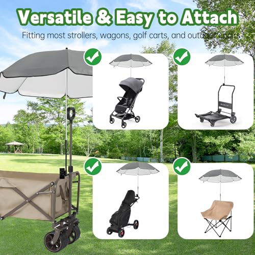 Eiszhjk UPF 50+ Wagon Umbrella with Universal Clamp, Adjustable Lounge Wagon Umbrella Attachment, Lightweight for Easy to Carry, Portable Clamp on Camping or Beach Chair, Stroller, Golf cart - Image 5