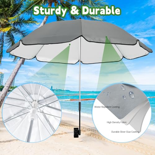Eiszhjk UPF 50+ Wagon Umbrella with Universal Clamp, Adjustable Lounge Wagon Umbrella Attachment, Lightweight for Easy to Carry, Portable Clamp on Camping or Beach Chair, Stroller, Golf cart - Image 2