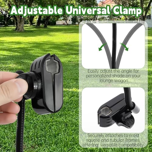 Eiszhjk UPF 50+ Wagon Umbrella with Universal Clamp, Adjustable Lounge Wagon Umbrella Attachment, Lightweight for Easy to Carry, Portable Clamp on Camping or Beach Chair, Stroller, Golf cart - Image 4
