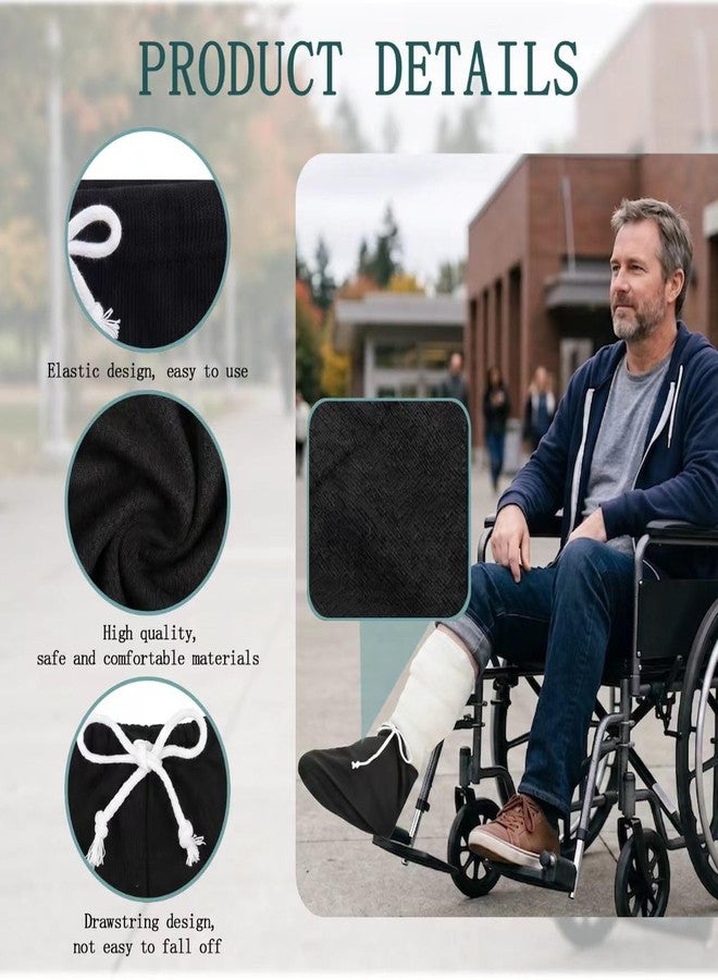 4PCS 14.17inch*9.84inch Cast Cover for Foot, Cast Sock, Cast Sock Cover for Foot, Foot Cast Cover, Cast Socks for Women, Foot Cast Sock, Adjustable Drawstring Foots Casts Covers （2Black, 2Gray） - Image 3