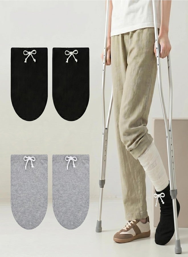4PCS 14.17inch*9.84inch Cast Cover for Foot, Cast Sock, Cast Sock Cover for Foot, Foot Cast Cover, Cast Socks for Women, Foot Cast Sock, Adjustable Drawstring Foots Casts Covers （2Black, 2Gray） - Image 1