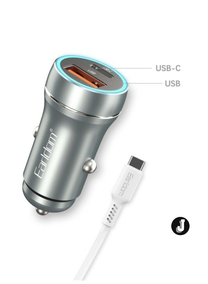 JAJEEK "Car Socket Charger ES-CC29 – 30W USB QC3.0 & PD Car Charger with Lightning PD Cable, Silver" - Image 4