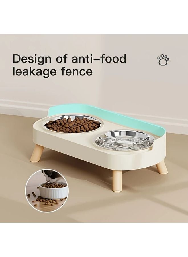 وعاء طعام مزدوج للحيوانات الأليفة بلون زهري كأزهار الكرز مقاوم للانسكاب بقاعدة مانعة للانزلاق وسهل التنظيف - Image 3