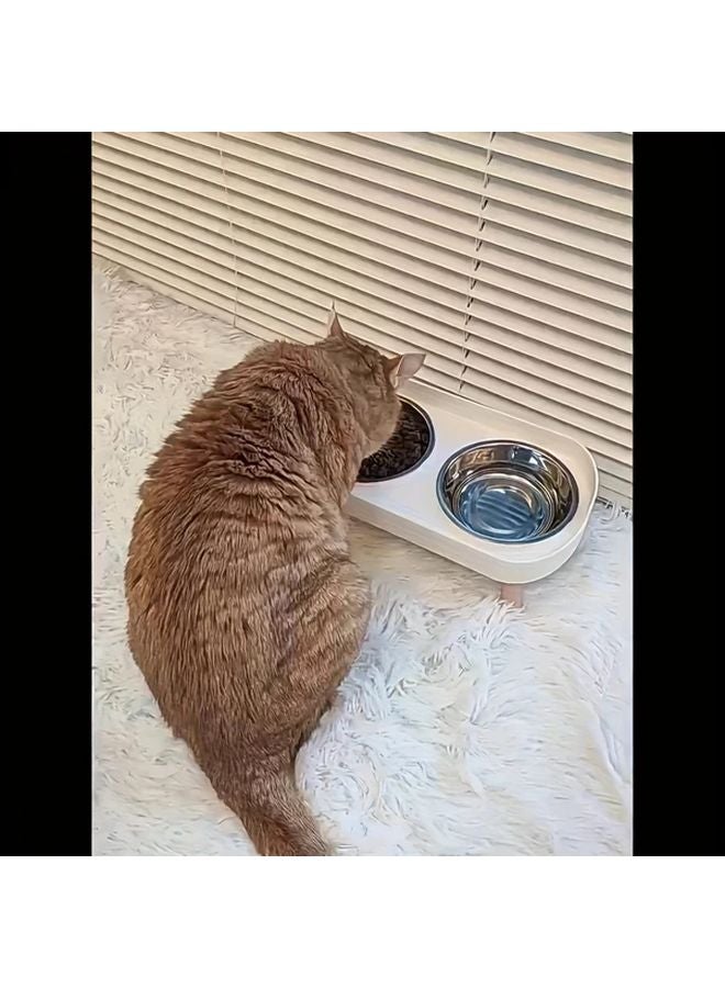 وعاء طعام مزدوج للحيوانات الأليفة بلون زهري كأزهار الكرز مقاوم للانسكاب بقاعدة مانعة للانزلاق وسهل التنظيف - Image 4