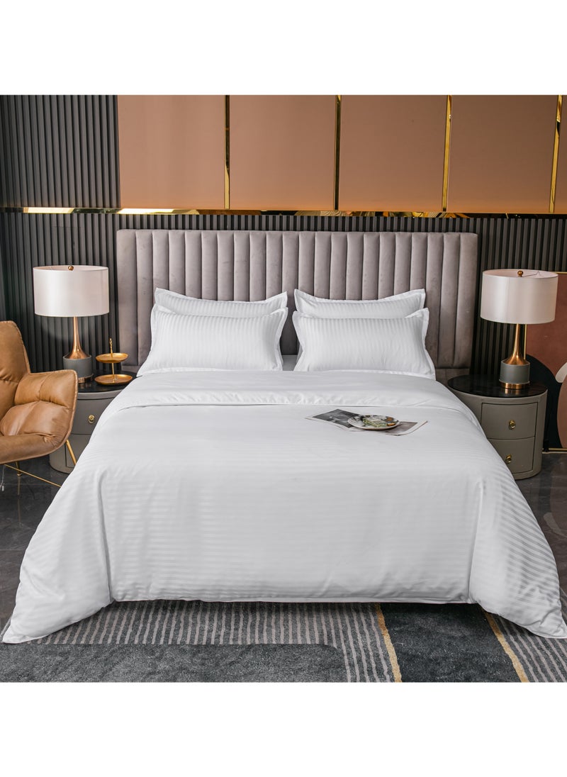GOLDEN HOME طقم غطاء لحاف مخطط مكون من 6 قطع بمقاس كينج/كوين/فرد. يتضمن الطقم غطاء لحاف واحد، وملاءة سرير واحدة، و4 أكياس وسائد  - Image 1