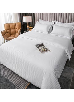 GOLDEN HOME طقم غطاء لحاف مخطط مكون من 6 قطع بمقاس كينج/كوين/فرد. يتضمن الطقم غطاء لحاف واحد، وملاءة سرير واحدة، و4 أكياس وسائد  - Image 2