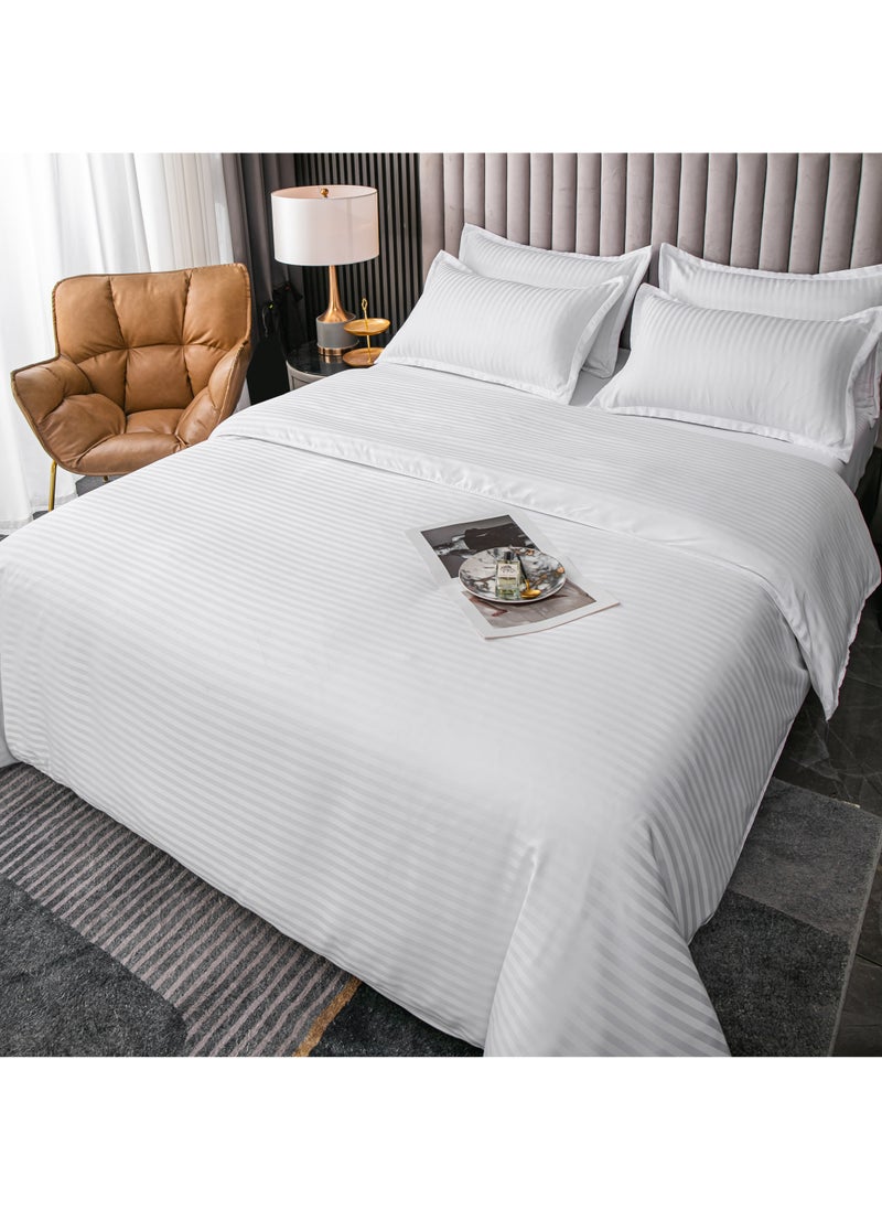 GOLDEN HOME طقم غطاء لحاف مخطط مكون من 6 قطع بمقاس كينج/كوين/فرد. يتضمن الطقم غطاء لحاف واحد، وملاءة سرير واحدة، و4 أكياس وسائد  - Image 2