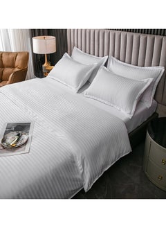 GOLDEN HOME طقم غطاء لحاف مخطط مكون من 6 قطع بمقاس كينج/كوين/فرد. يتضمن الطقم غطاء لحاف واحد، وملاءة سرير واحدة، و4 أكياس وسائد  - Image 4