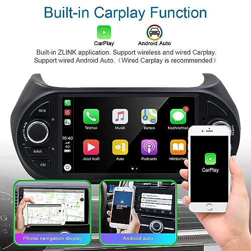 GOJOHO for Fiat Frorino Radio Fiat Qubo/Fiat Fiorino/Peugeot Bipper/Citroen Nemo 7" IPS Touchscreen with Carplay Android auto, 2+32GB Android 12 GPS Navigation SWC and Free Rear Camera - Image 2