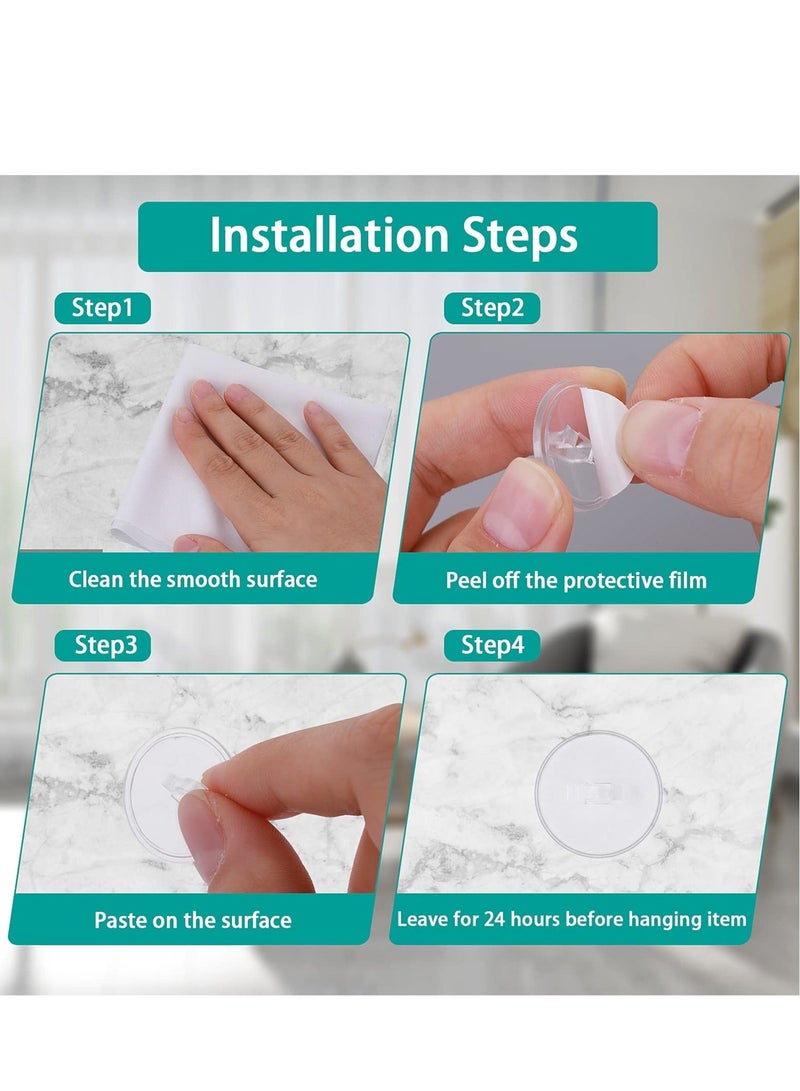 50 Pcs Self Adhesive Ceiling Hooks, Heavy Duty Wall Hooks Clear Small Plastic Hooks No Drilling Transparent Round Sticky Hooks for Livingroom Hanging Suspended Decoration (20mm) - Image 2