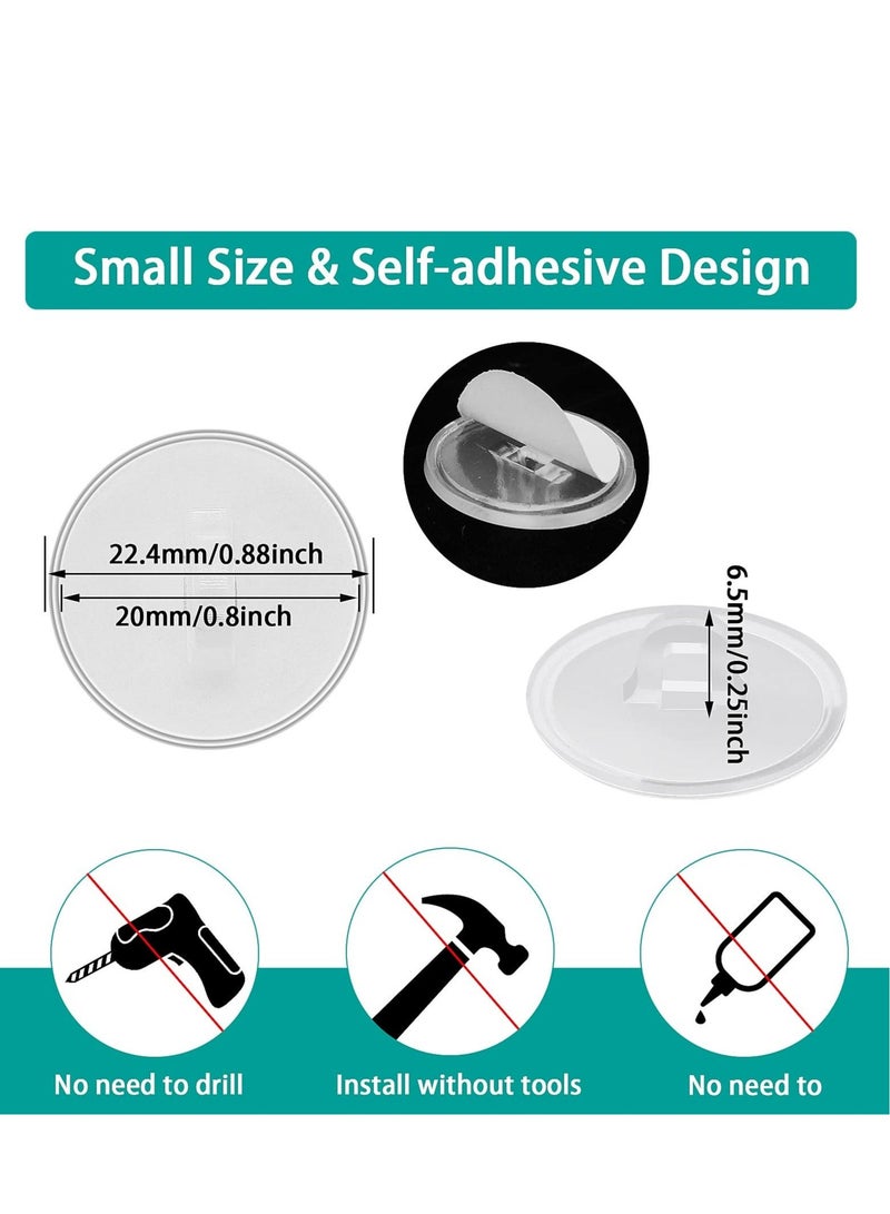50 Pcs Self Adhesive Ceiling Hooks, Heavy Duty Wall Hooks Clear Small Plastic Hooks No Drilling Transparent Round Sticky Hooks for Livingroom Hanging Suspended Decoration (20mm) - Image 4