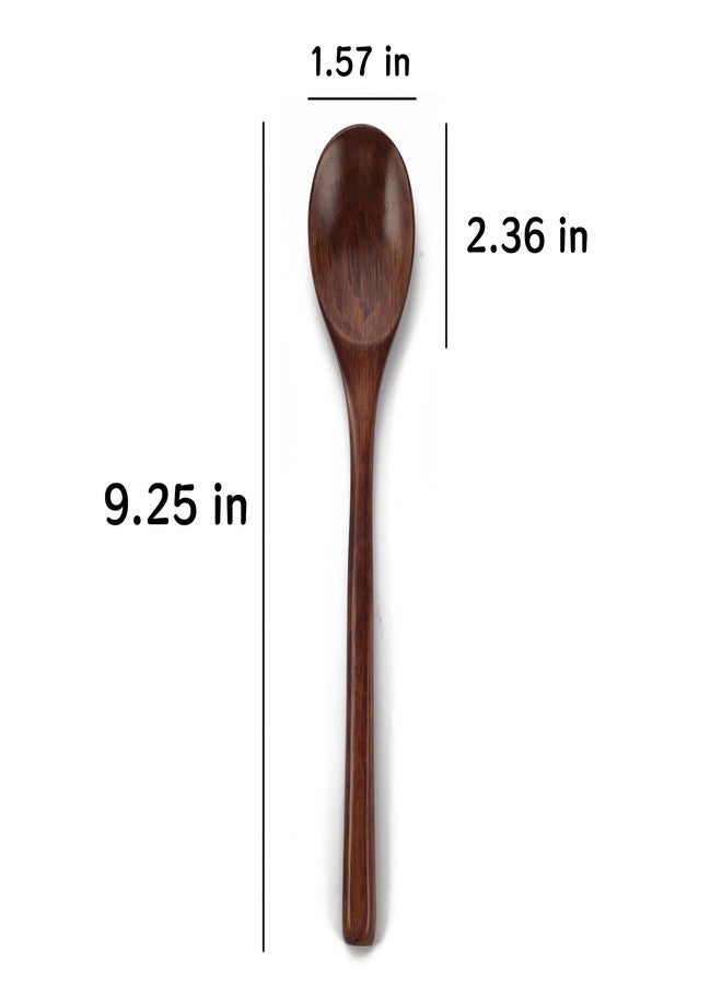 WHTCHSU Wooden Spoons, 4 Pieces 9.25 Inch Wood Soup Spoons for Eating Mixing Stirring, Long Handle Spoon with Japanese Style Kitchen Utensil, Eco Friendly Table Spoon - Image 2