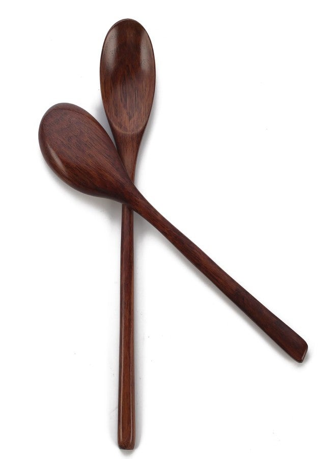 WHTCHSU Wooden Spoons, 4 Pieces 9.25 Inch Wood Soup Spoons for Eating Mixing Stirring, Long Handle Spoon with Japanese Style Kitchen Utensil, Eco Friendly Table Spoon - Image 3