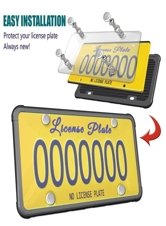 Aootf License Plate Cover and Silicone Frame Combo- Clear Bubble Novelty Plate Protector Fit Car Tag, Unbreakable Black License Plate Frame & Cover to Protect Plates, Screws, Caps - Image 2